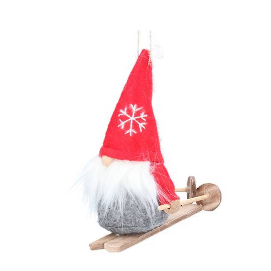 Fabric Nordic Skiing Santa, White Beard 12cm *ETA NOV
