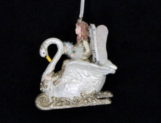 Resin Fairy in Swan Sleigh 9cm
