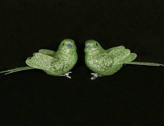 Lime Green Glitter Bird Clip 7cm
