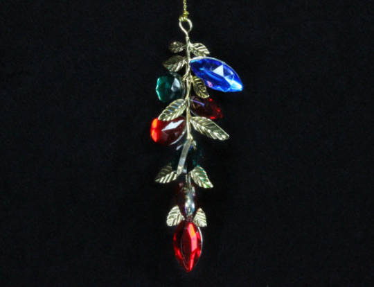 Multi Colour Jewel/Metal Leaf Drop 14cm