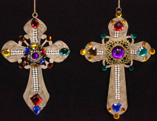 Gold Metal Cross with Jewels 15cm
