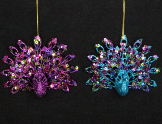 Fantail Peacock Purple/Blue Glitter 14cm