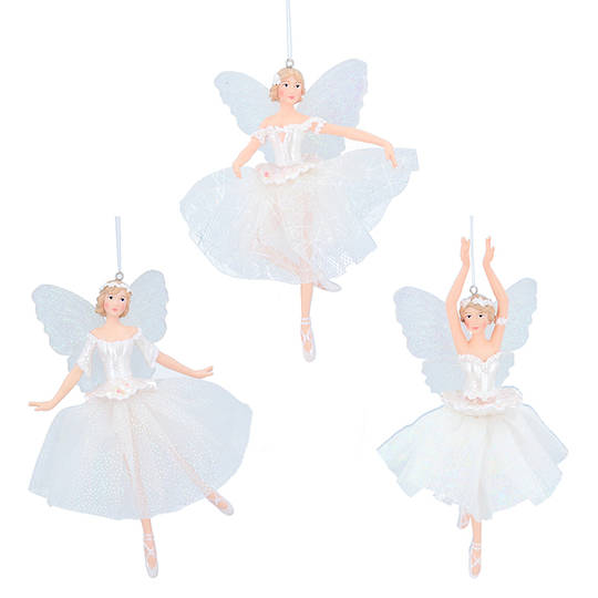 Resin Fabric White Ballerina Fairy 18cm