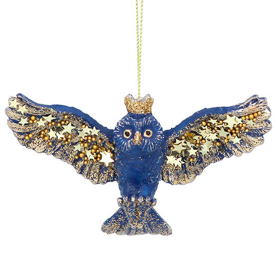 Resin Blue Flying Owl 10cm