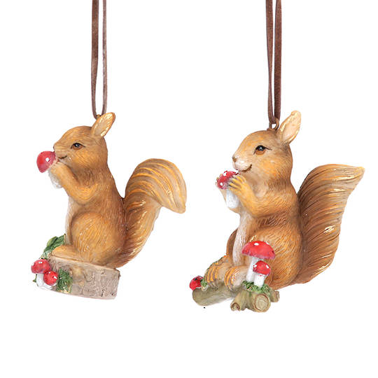 Resin Squirrel with Toadstools 7cm