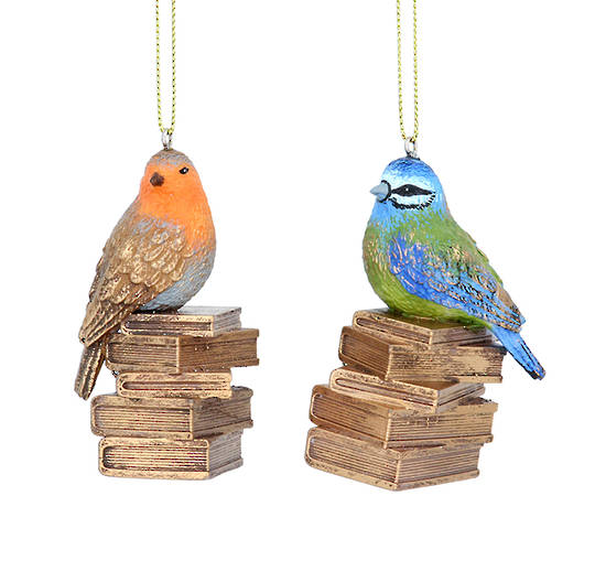 Resin Garden Bird on Books 6cm