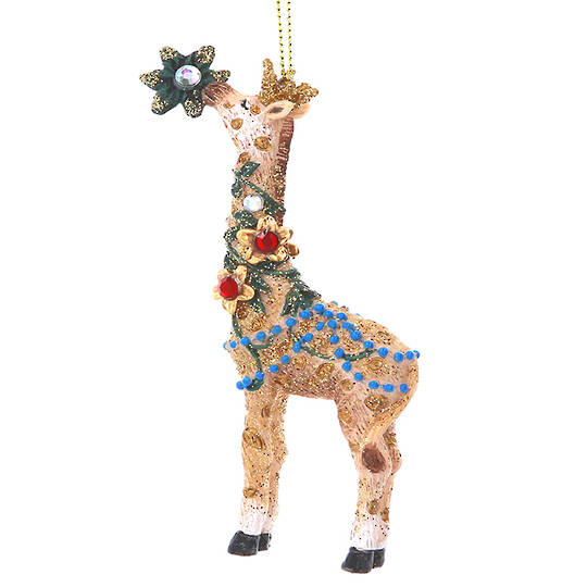 Resin Giraffe with Flower 11cm