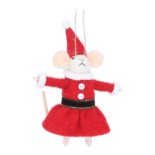 Wool Mrs Santa Mouse 15cm