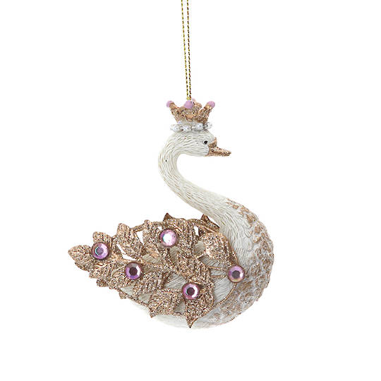Resin Swan Pink Gem 9cm