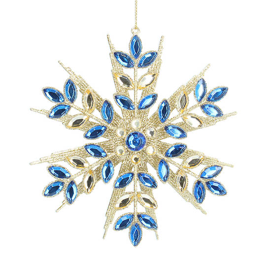 Blue Diamante Gold Snowflake 15cm