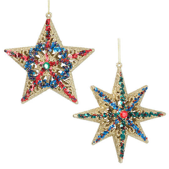 Acrylic Gold, Red and Blue Star 14cm