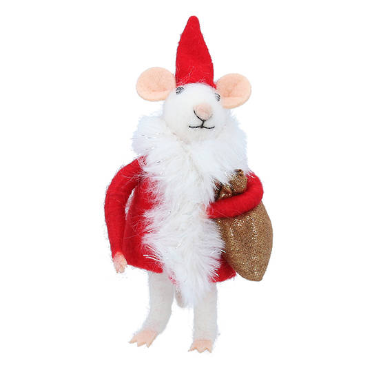 Wool Santa Mouse 14cm