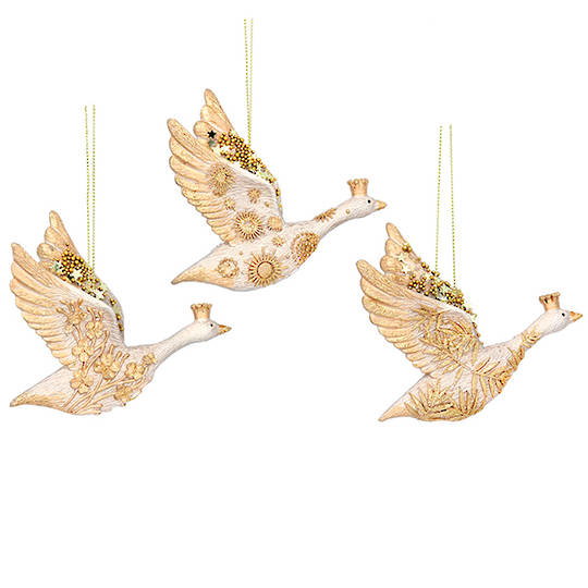 Resin Metal Flying Gold Goose 10cm