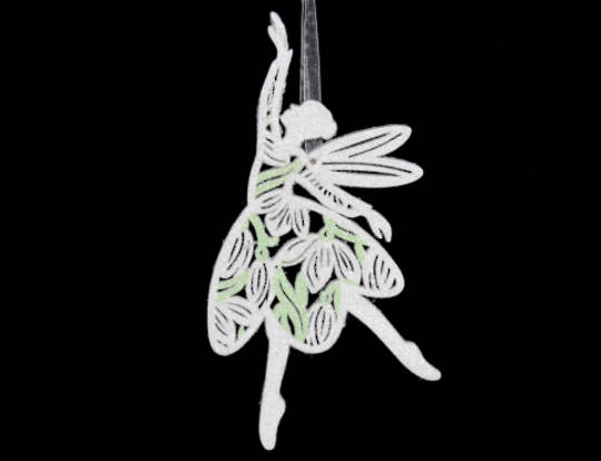 Wood Fretwork Fairy with Snowdrop