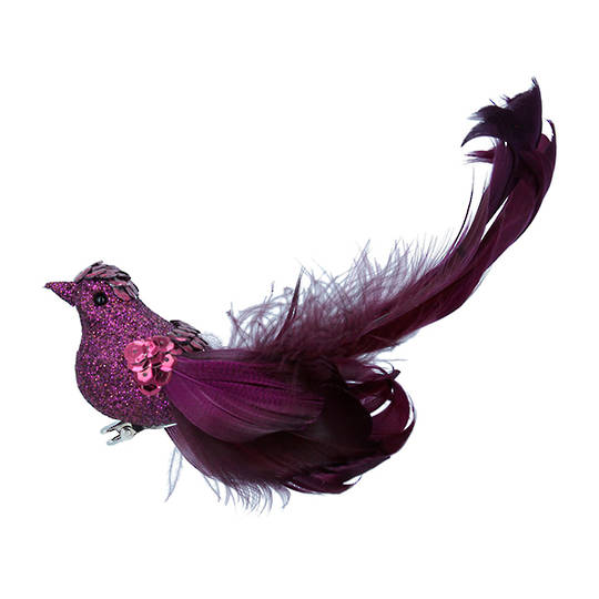 BirdClip Purple Sequin Curled Tail 13cm