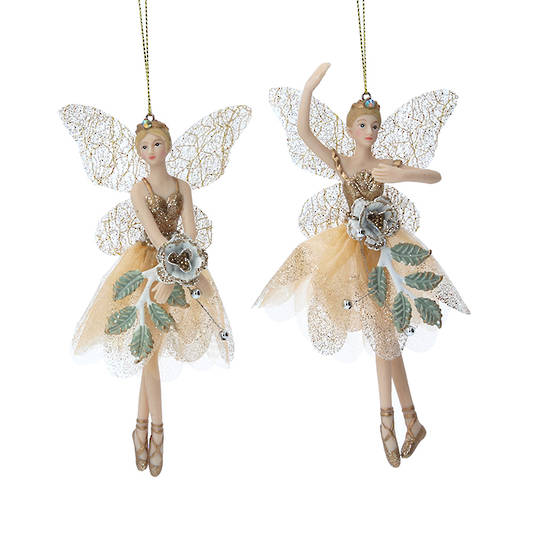Cream Gold Leaf Rose Peace Fairy 15cm