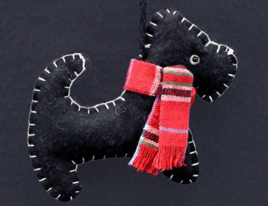 Felt Stitched Black Scottie Dog 10cm