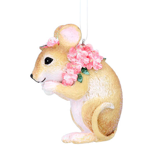 Resin Pink Hydrangea Mouse 6cm