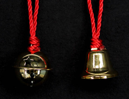 Metal Bell Gold on Red Cord 5cm