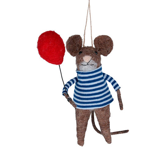 Wool Mouse with Balloon 15cm