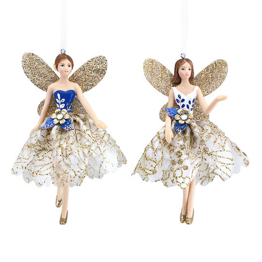 Resin Fabric Gold Blue Fairy 13cm