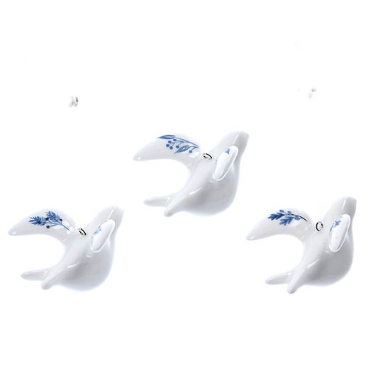 Ceramic White Blue 3D Dove 6cm