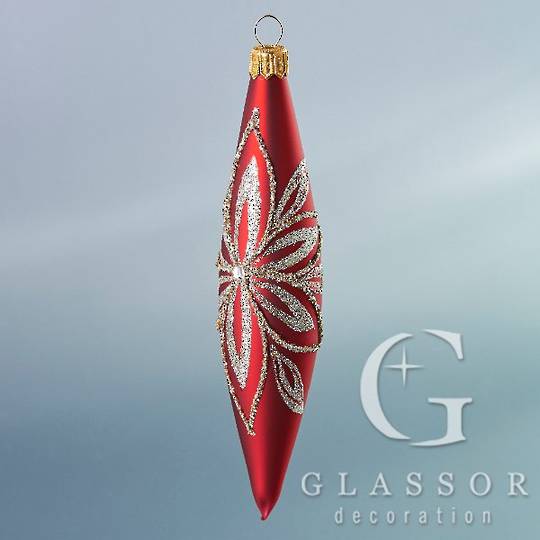 Glass Olive Red, Platinum Decor 16cm