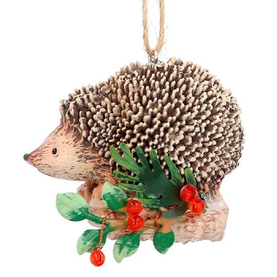 Resin Hedgehog on Holly Log 5cm
