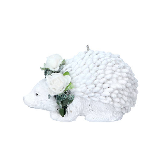 Resin White Flower Hedgehog 6cm