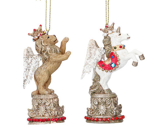 Resin Glorious Lion/Unicorn on Plinth 12cm