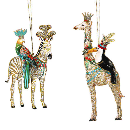 Wood Safari Animal with Birds 13cm