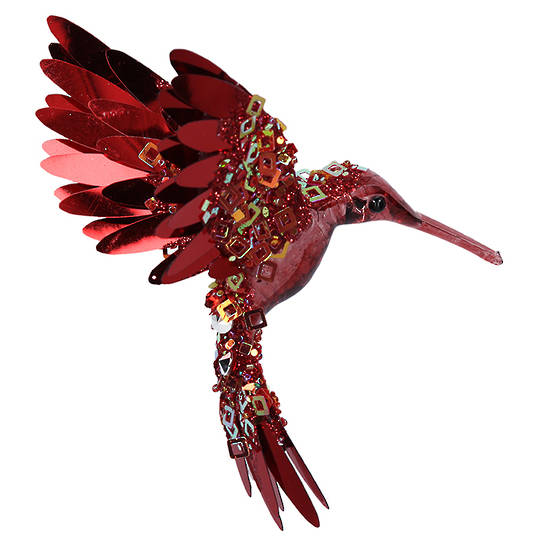 Bling Burgundy Flying HummingBird 15cm