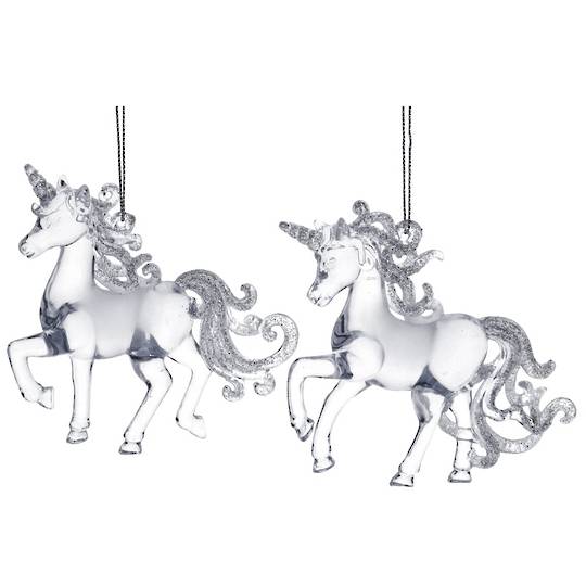 Clear Silver Acrylic Unicorn 11cm