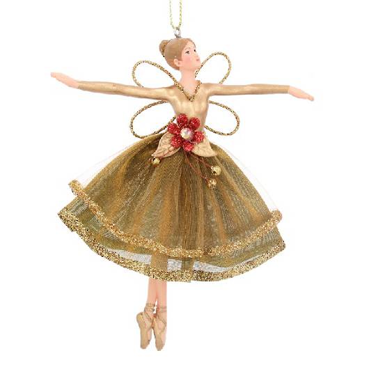 Resin Fabric Dancing Fairy, Gold 13cm *ETA NOV