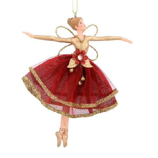 Resin Fabric Dancing Fairy, Burgundy 13cm *ETA NOV