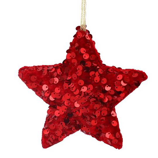 INDENT - Pack 24, Poly Sequin Red Star 11cm