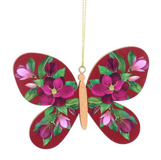 Wood Magnolia Butterfly, Red 10cm *ETA NOV