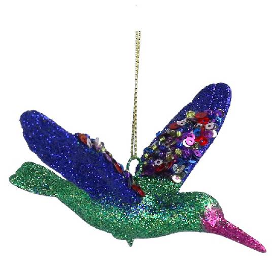 Acrylic Sequin Vibrant Hummingbird, Blue Wings 14cm *ETA NOV