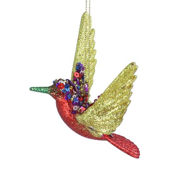 Acrylic Sequin Vibrant Hummingbird, Yellow Wings 14cm *ETA NOV