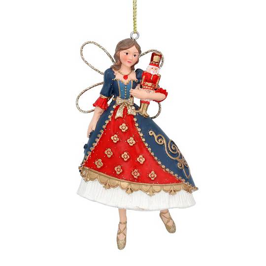 Resin Fairy with Nutcracker, Red Skirt 11cm *ETA NOV