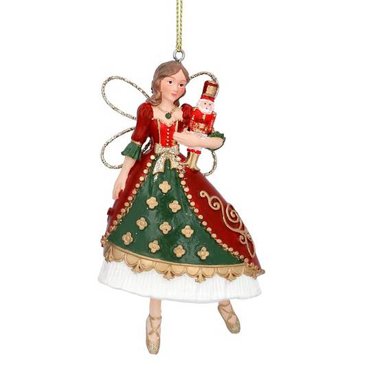 Resin Fairy with Nutcracker, Green Skirt 11cm *ETA NOV