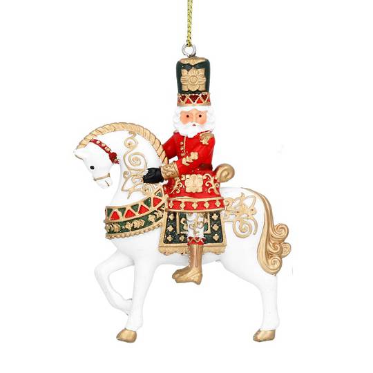 Resin Nutcracker on Horse, Red Jacket *ETA NOV