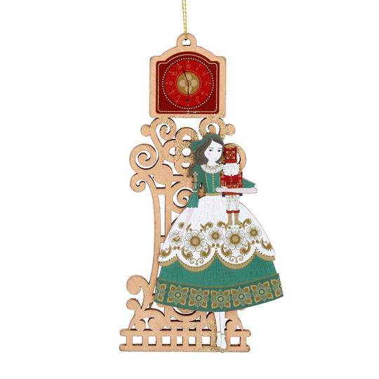 Wood Nutcracker Fairy, Filagree Clock 13cm *ETA NOV