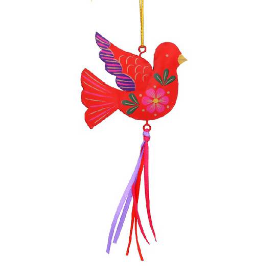 Tin Carnival Ribbon Bird, Red 8cm *ETA NOV