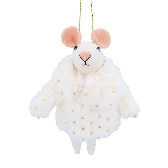 Wool White Mouse, White Coat 13cm *ETA NOV