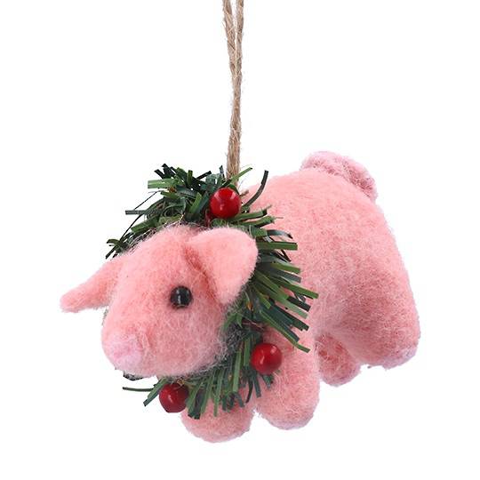 Wool Pig with Wreath 8cm *ETA NOV