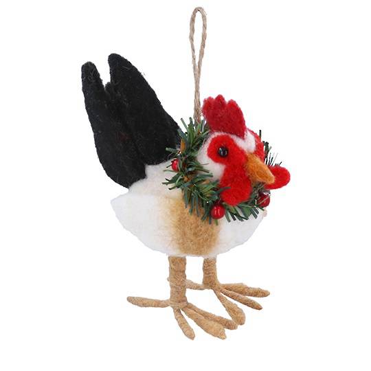 Wool Chicken with Wreath 10cm *ETA NOV