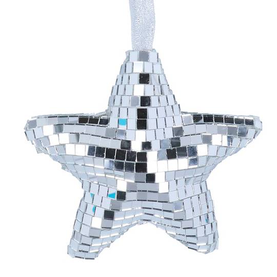 Glass Mirror Star, Silver 12cm *ETA NOV