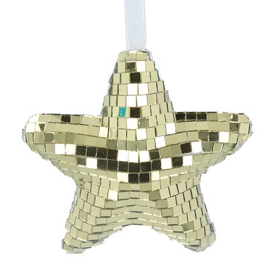 Glass Mirror Star, Gold 12cm *ETA NOV