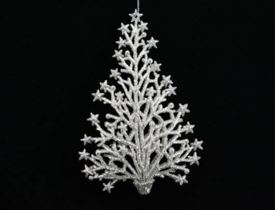 Silver Glitter Twig/Star Tree 12cm